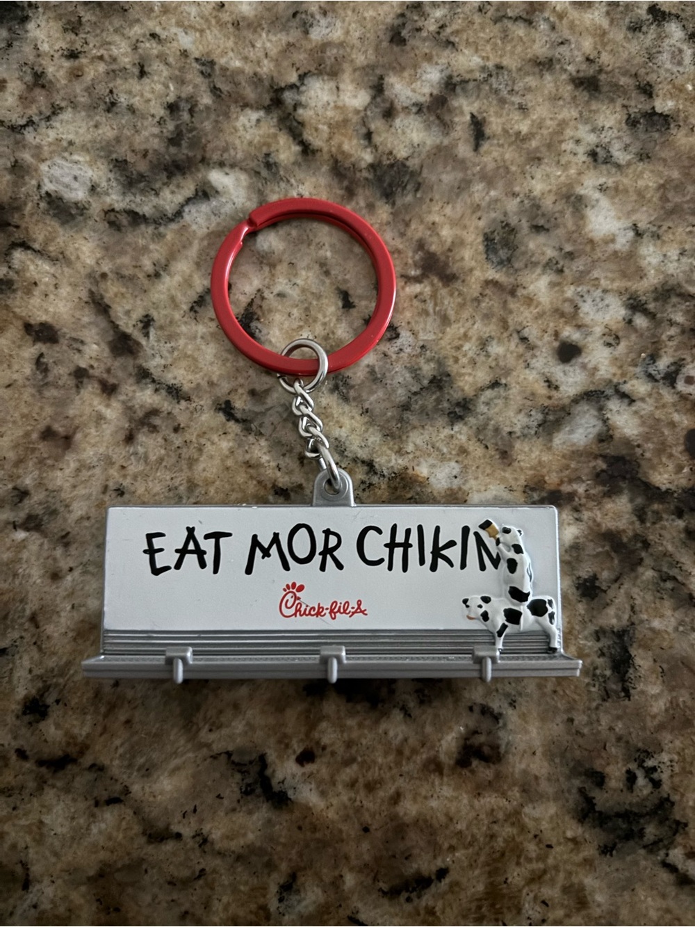 NEW Chick-fil-A 'Eat Mor Chikin' Keychain - Red & Silver